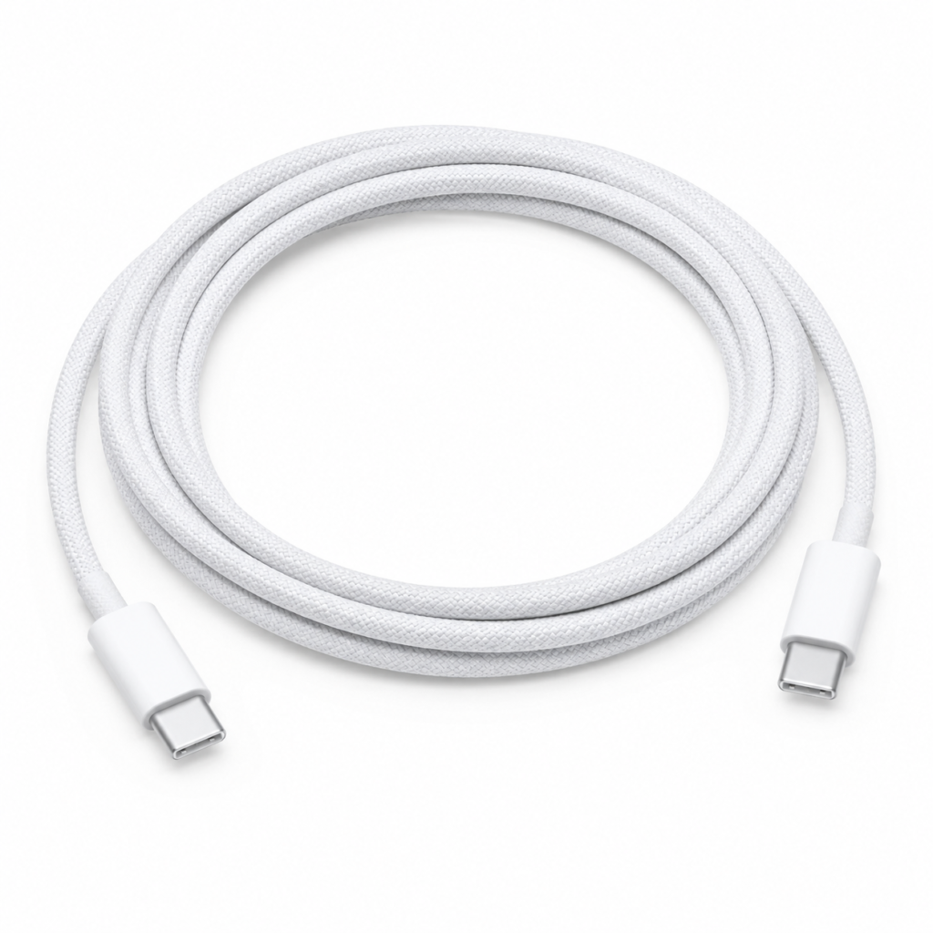 GIBGI FastPower 60W USB-C to USB-C Charging Cable (2m Nylon Braided, White)