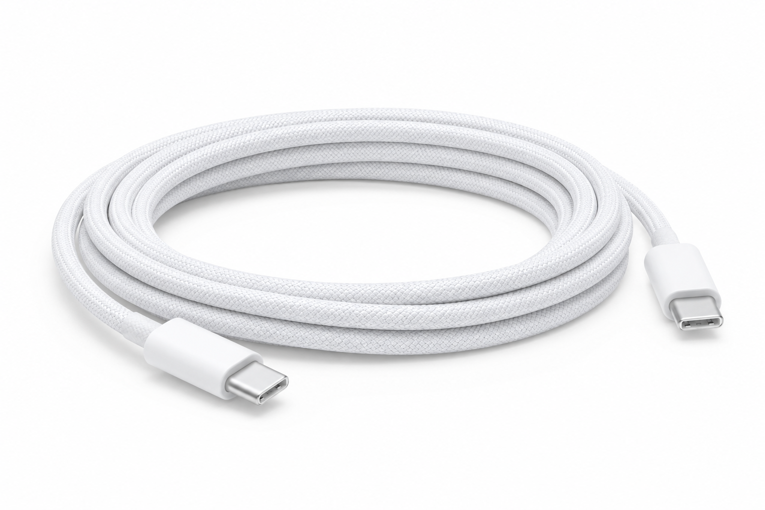 GIBGI FastPower 60W USB-C to USB-C Charging Cable (2m Nylon Braided, White) – view 2