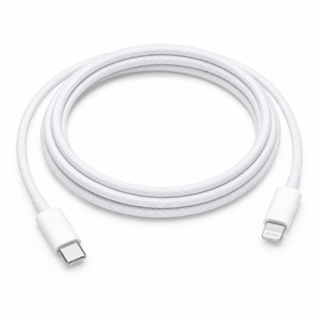 GIBGI FastPower 60W USB-C to Lightning Charging Cable (1m Nylon Braided, White)