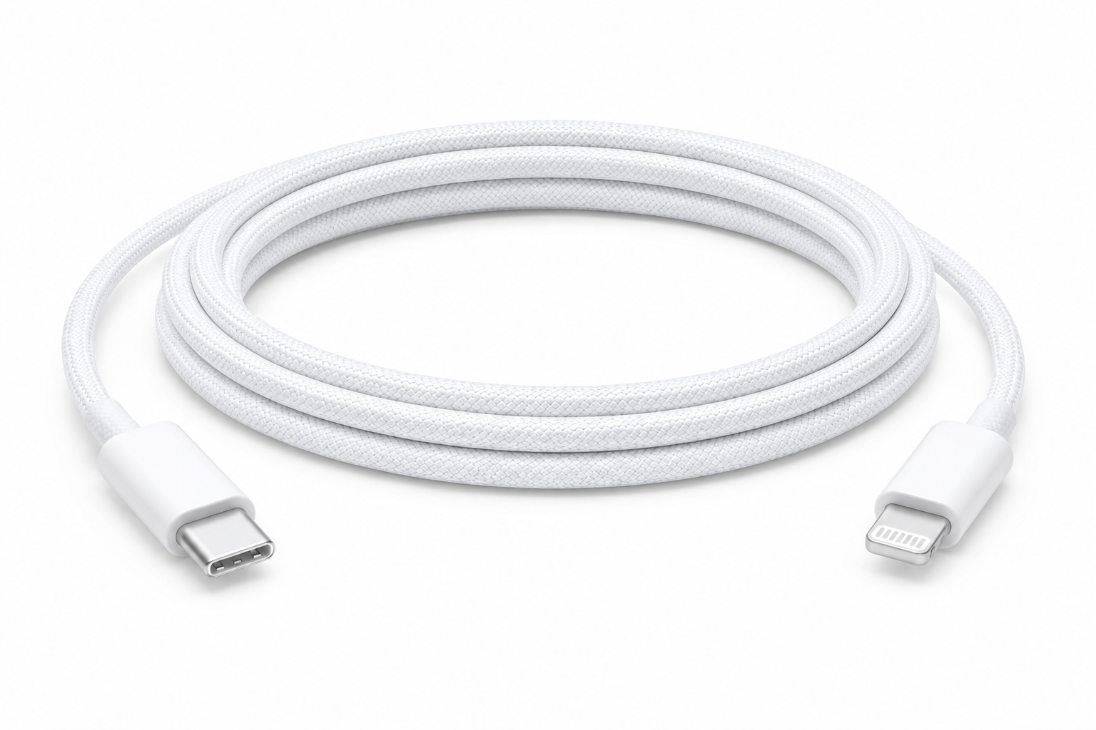 GIBGI FastPower 60W USB-C to Lightning Charging Cable (1m Nylon Braided, White) – view 2