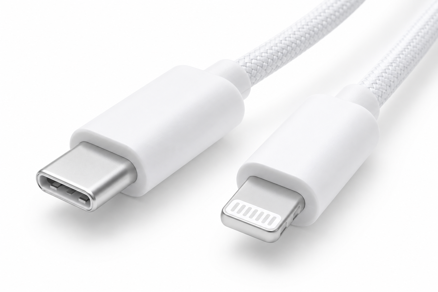 GIBGI FastPower 60W USB-C to Lightning Charging Cable (1m Nylon Braided, White) – view 3